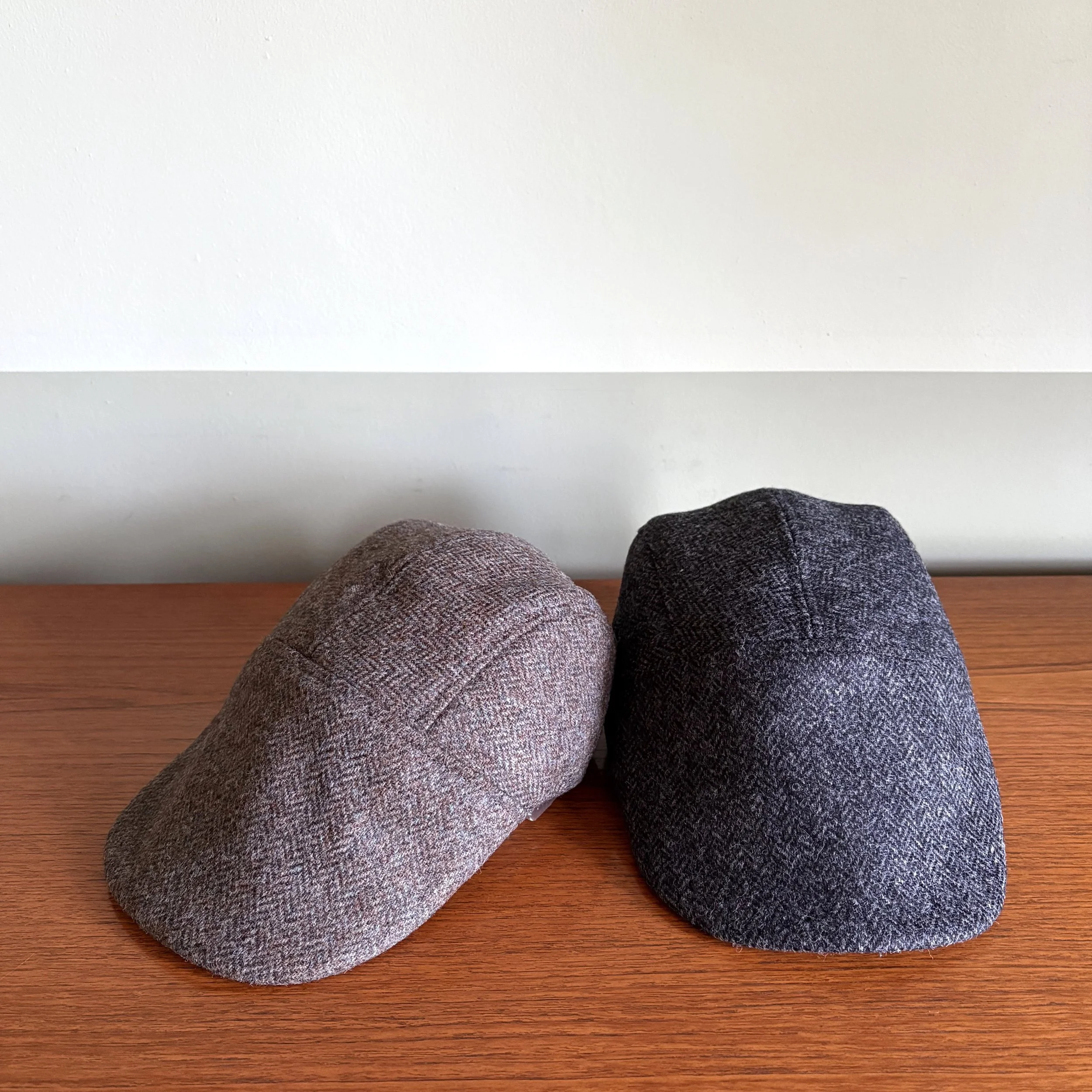 Shetland Wool Flat Cap by Karen Henriksen: 'Sutton' in charcoal or brown herringbone