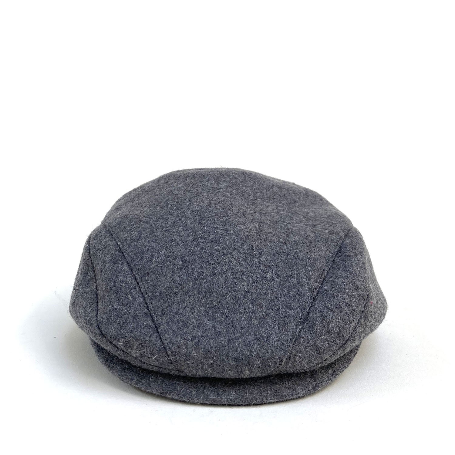 Men's Designer BakerBoy Style Cap by Karen Henriksen: 'Rob' in grey wool, front view