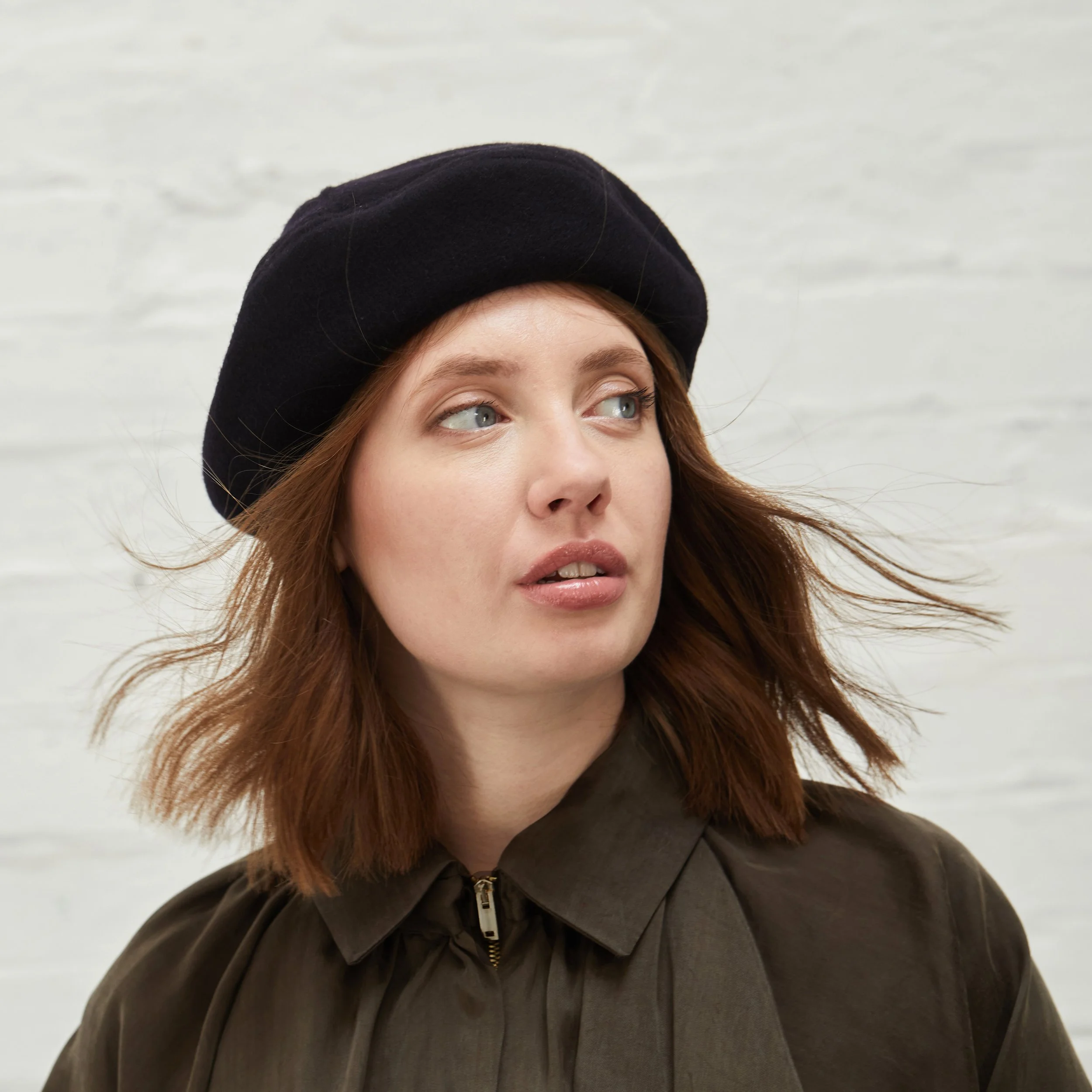 Wool/Cashmere Beret by Karen Henriksen: 'Maxine' in navy