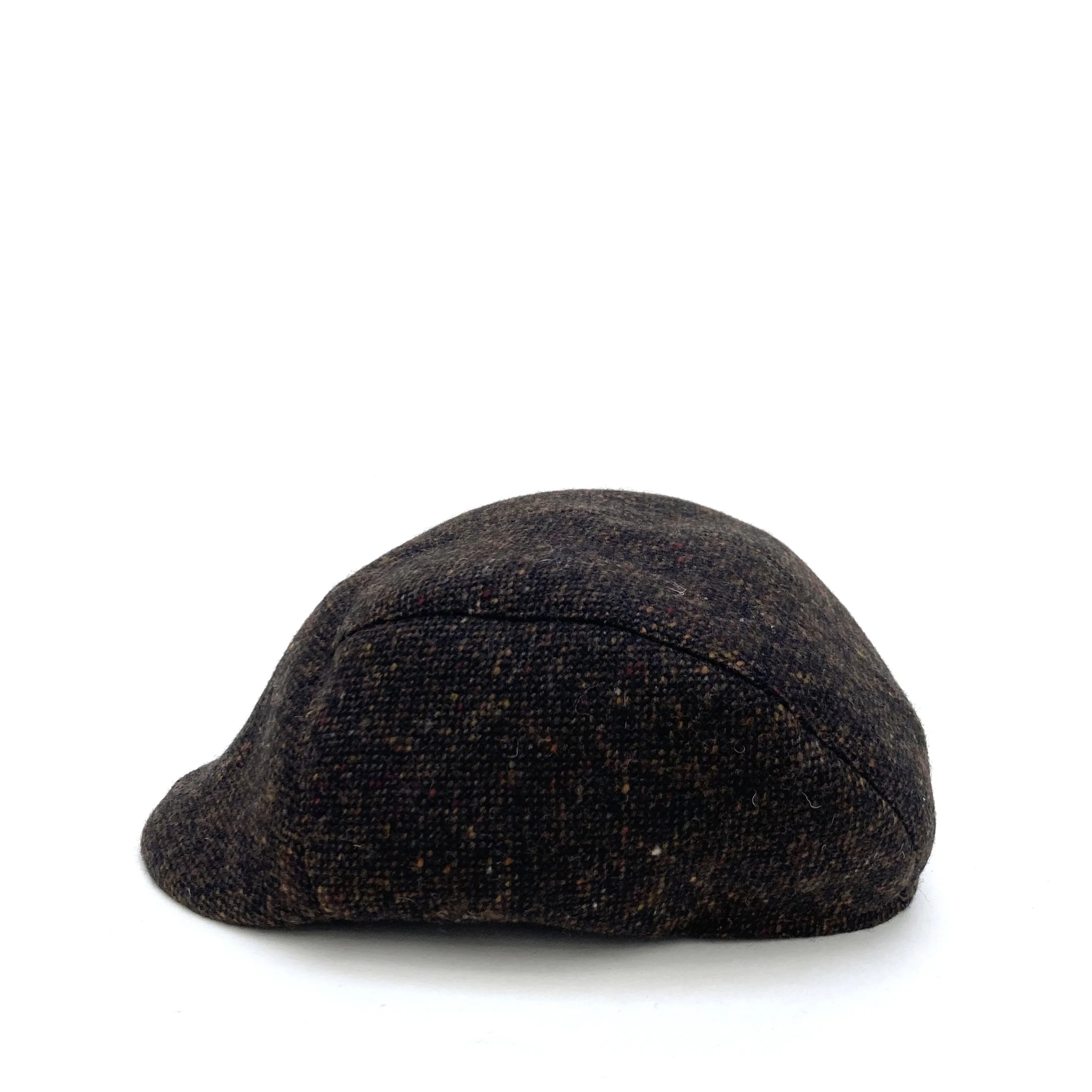 Wool Newsboy Style Cap by Karen Henriksen: 'Reeth' in brown Donegal tweed, side view