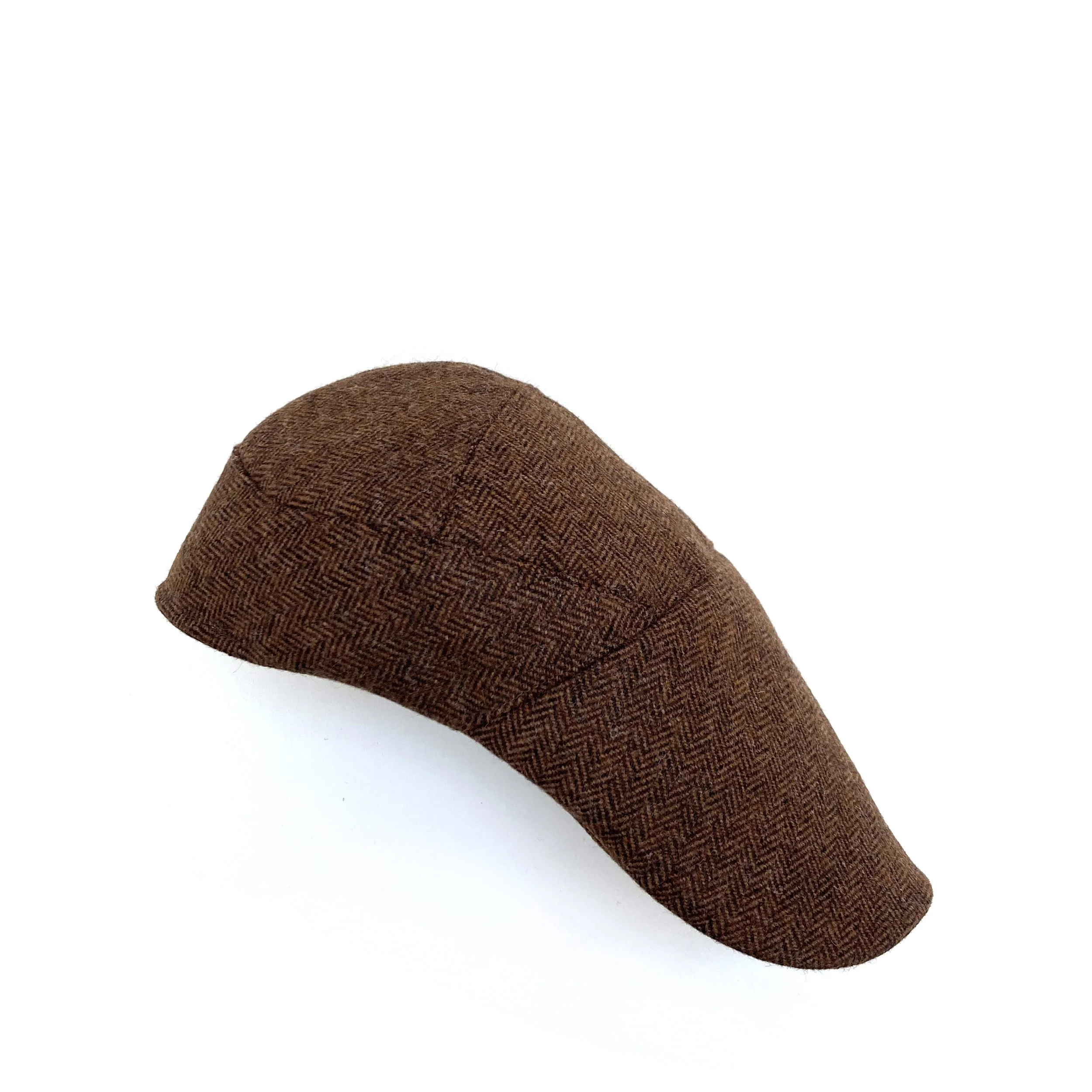 Wool Tweed Flat Cap by Karen Henriksen: 'Stamford' in bronze, from above