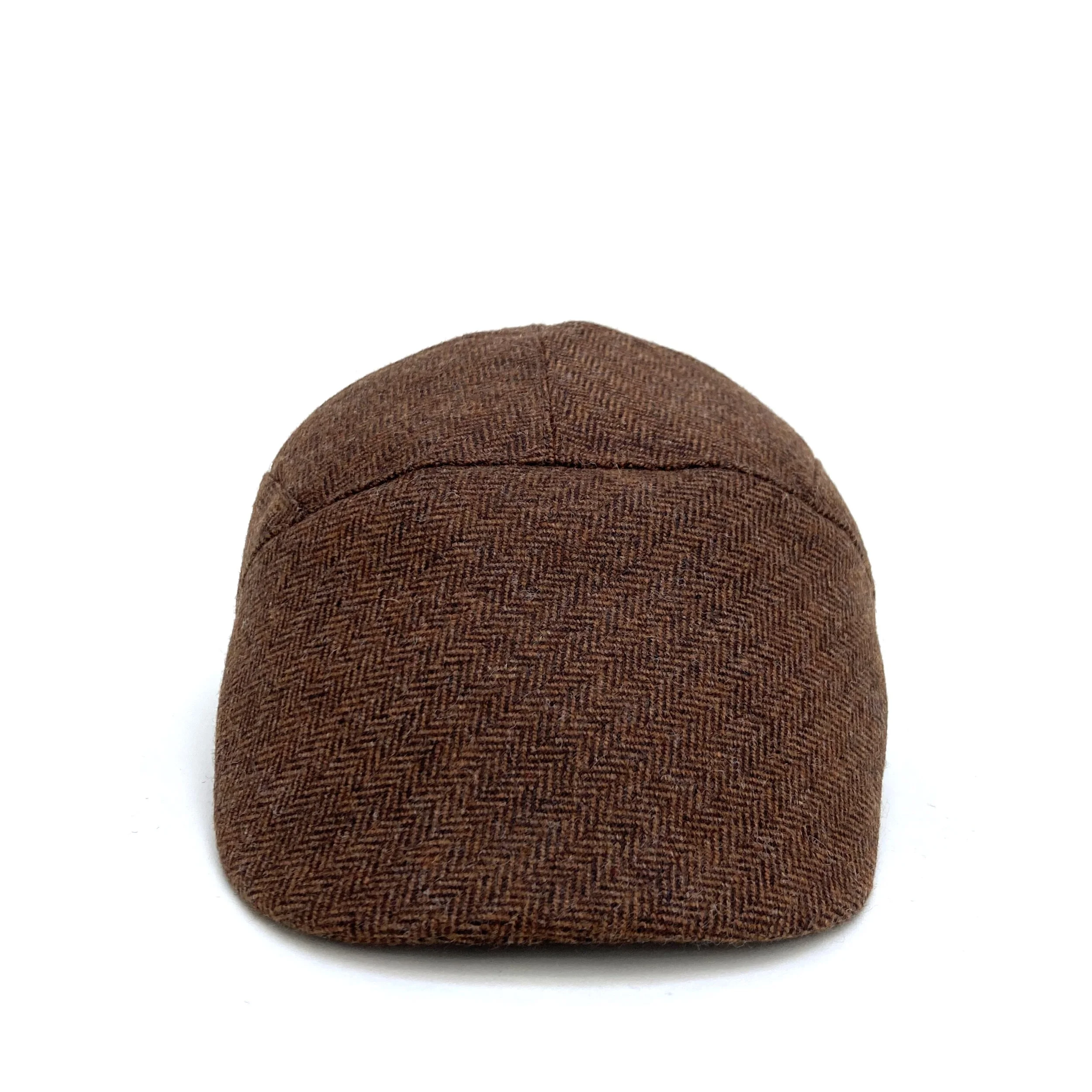 Wool Tweed Flat Cap by Karen Henriksen: 'Stamford' in bronze, front view