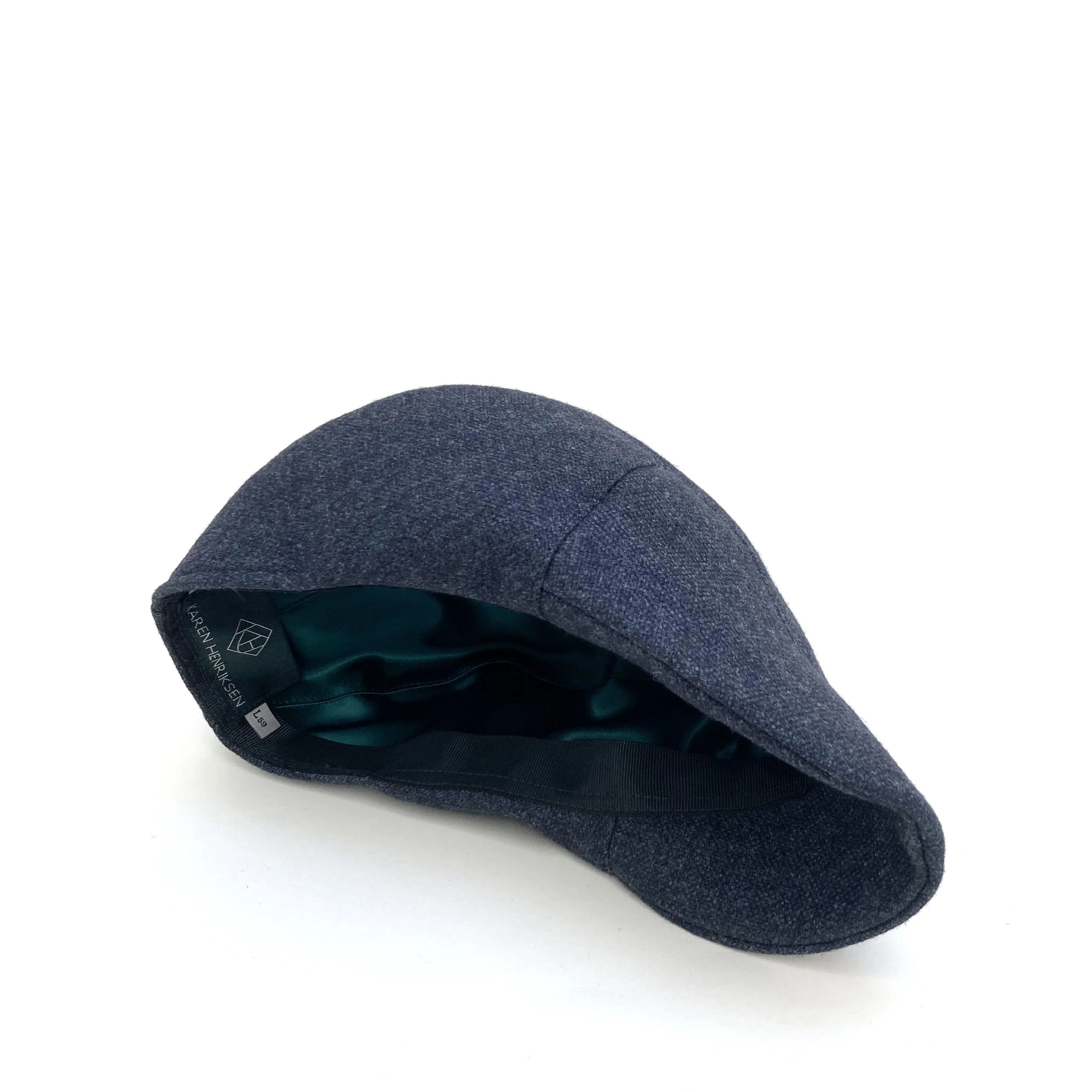 Wool Newsboy Style Cap by Karen Henriksen: 'Reeth' in blue-grey