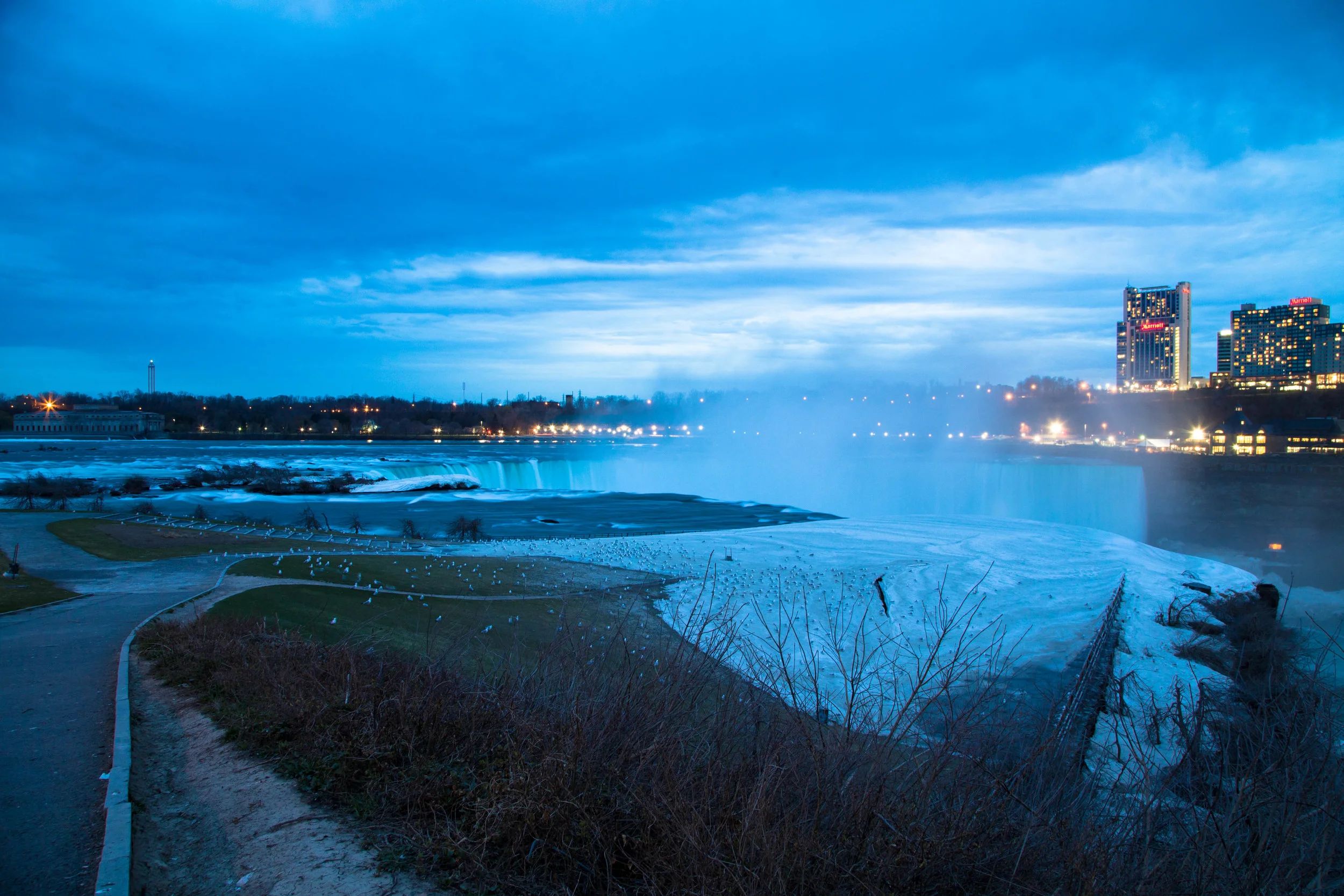 As you can see, the best viewing area for the main falls were completely iced over and therefore closed to the public.