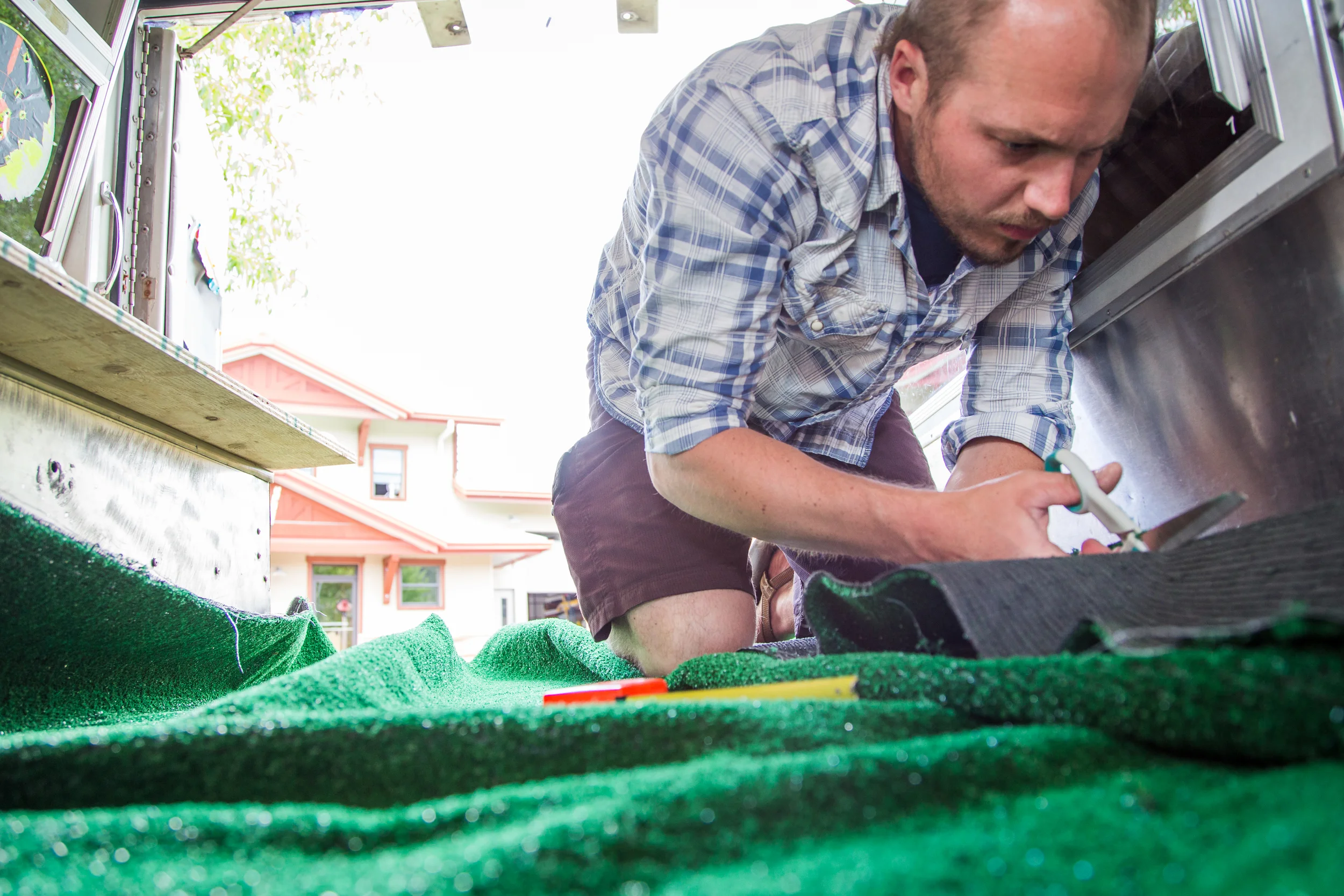 Cutting the astroturf.
