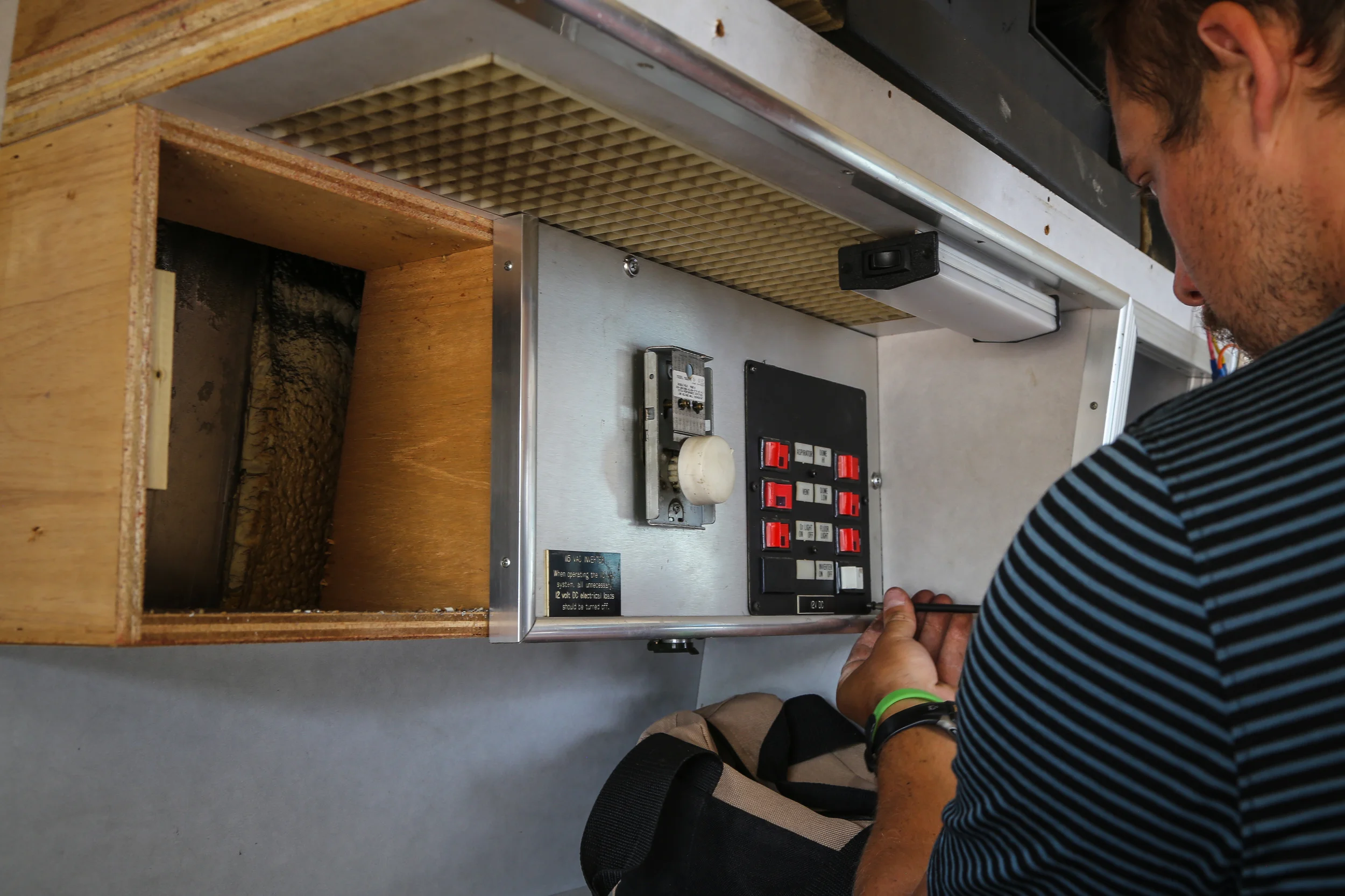 A new cubby created and a reinstalled electric panel! (Only took a few hours.)