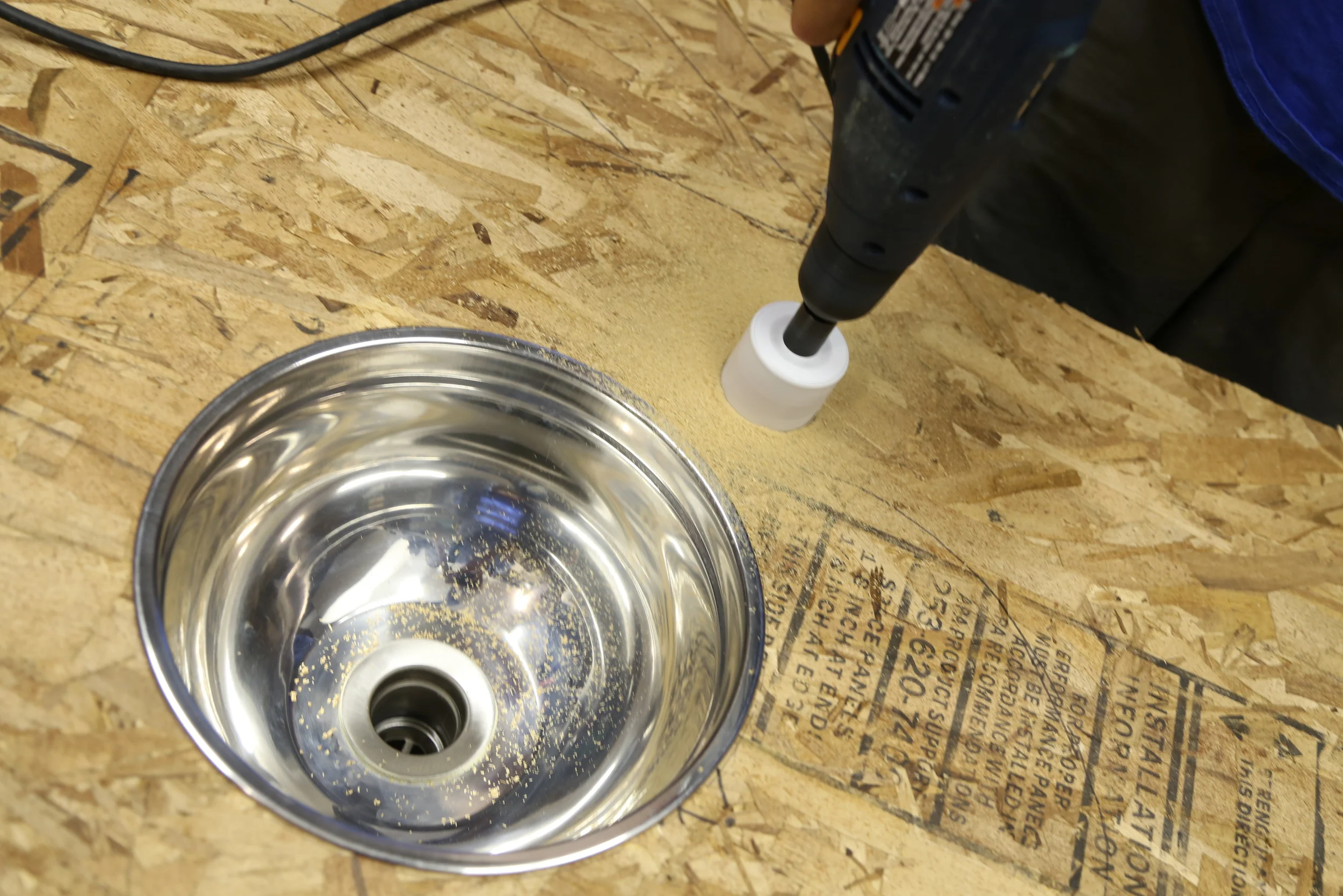 Making the hole for the Rocket Pump.