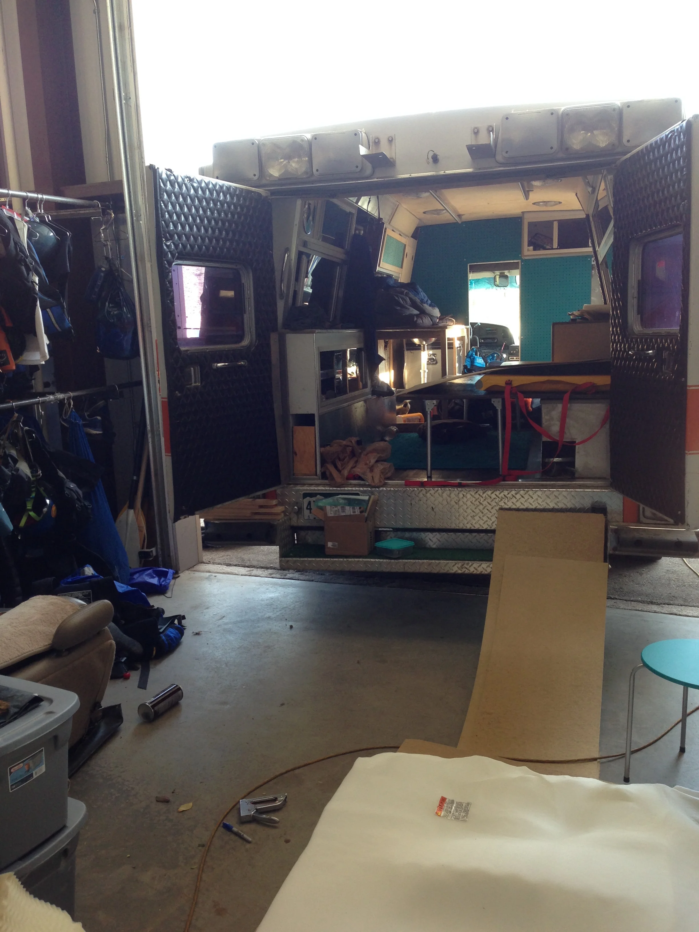 A wide view of the Campbulance right before we wrapped up the projects and took off on our road tirp.