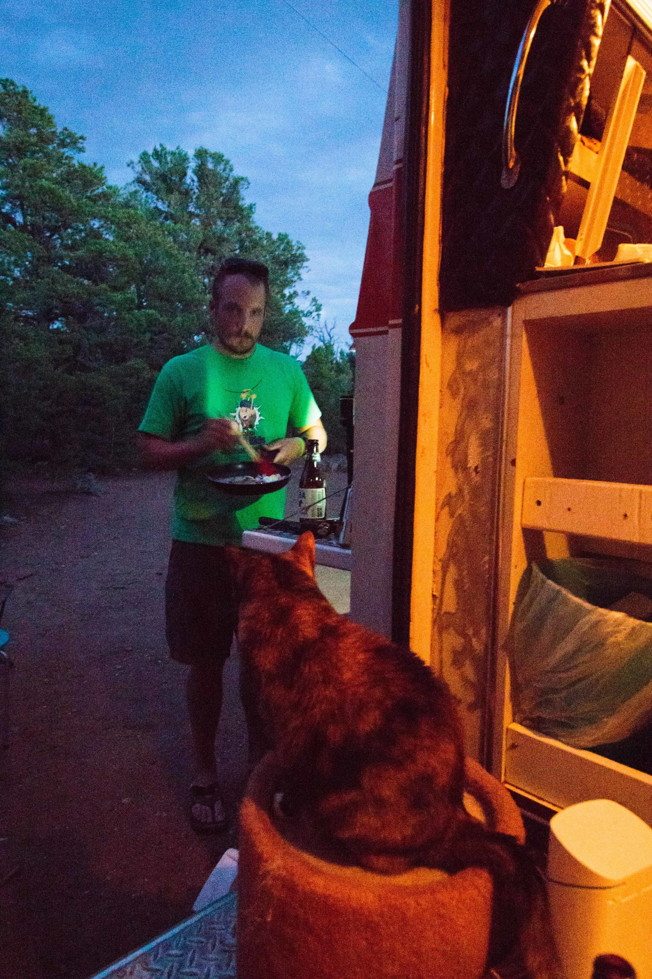 Loulou loved sitting and watching as Christian or I cooked in the outdoor kitchen space each night.