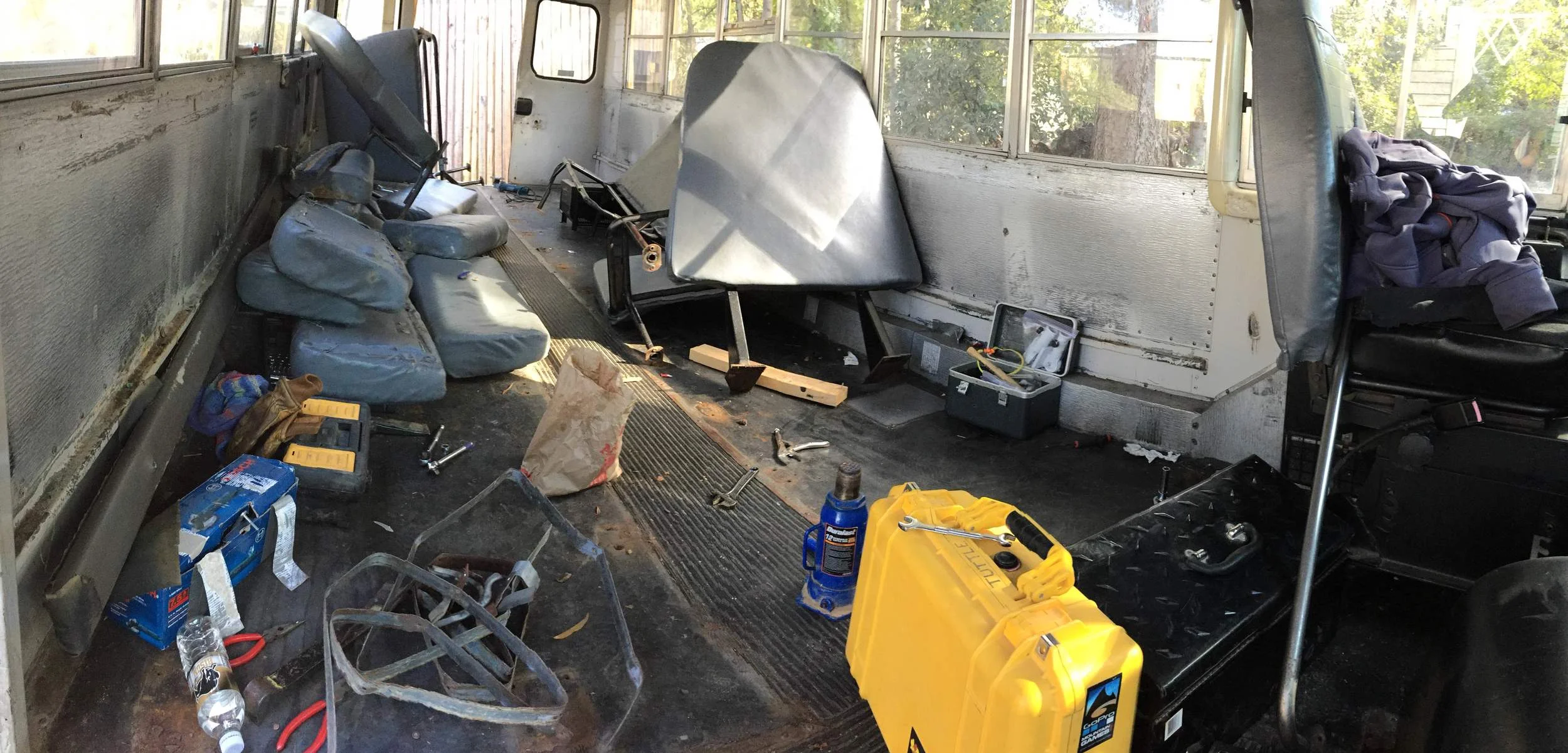 Slowly, but surely, the seats finally came out.