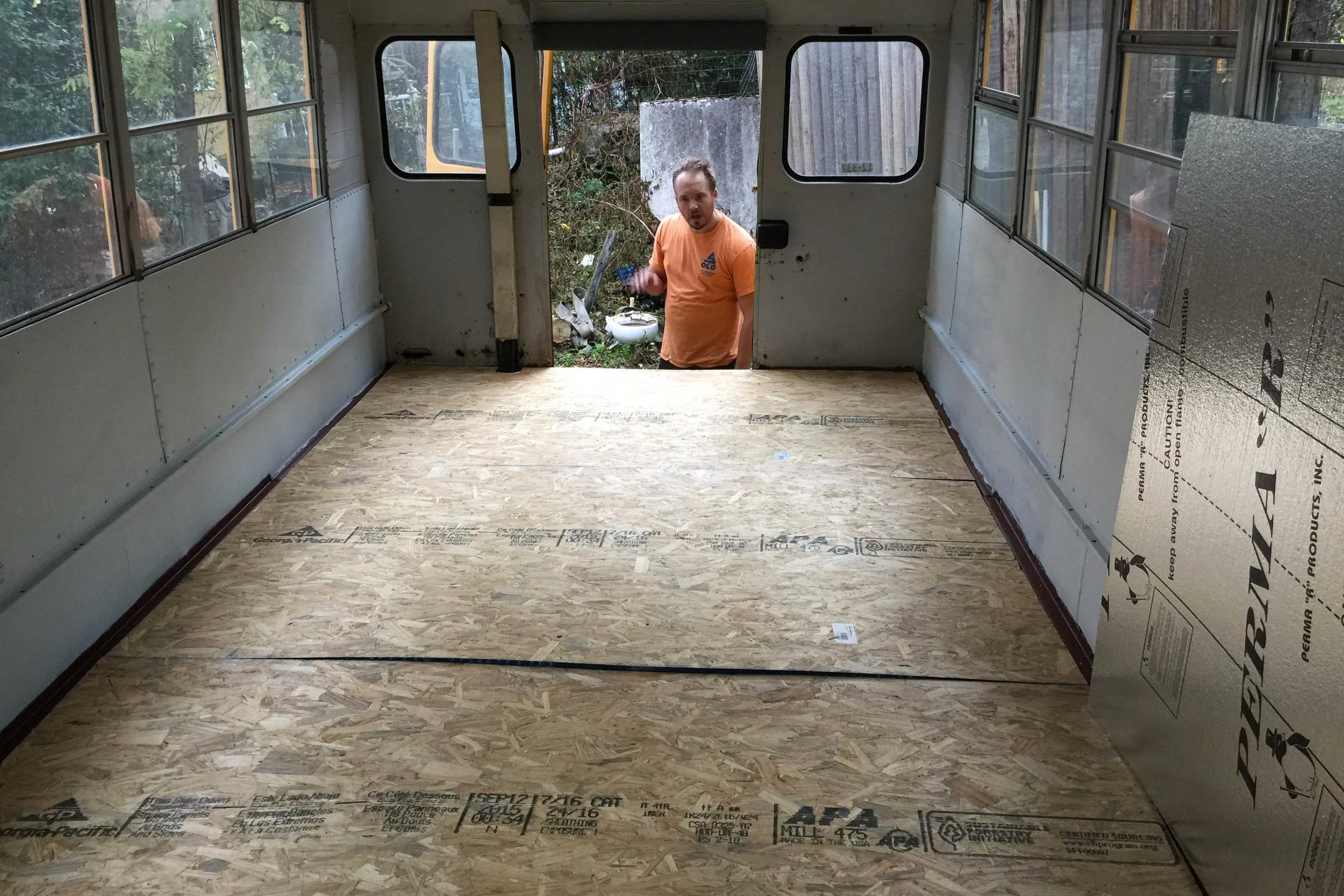 Flooring in and waiting to be attached via self-tapping screws!