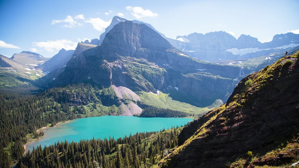 Christian can be seen on the far right side overlooking the Grinnell Lake.