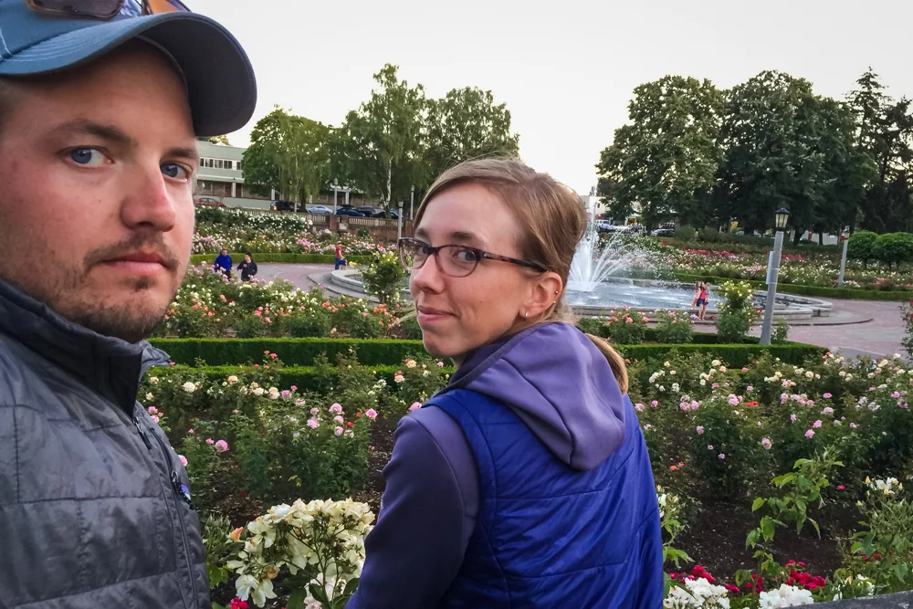 The rose garden went nearly completely unappreciated that night. Portland's parks (or at least this one) are beautiful.