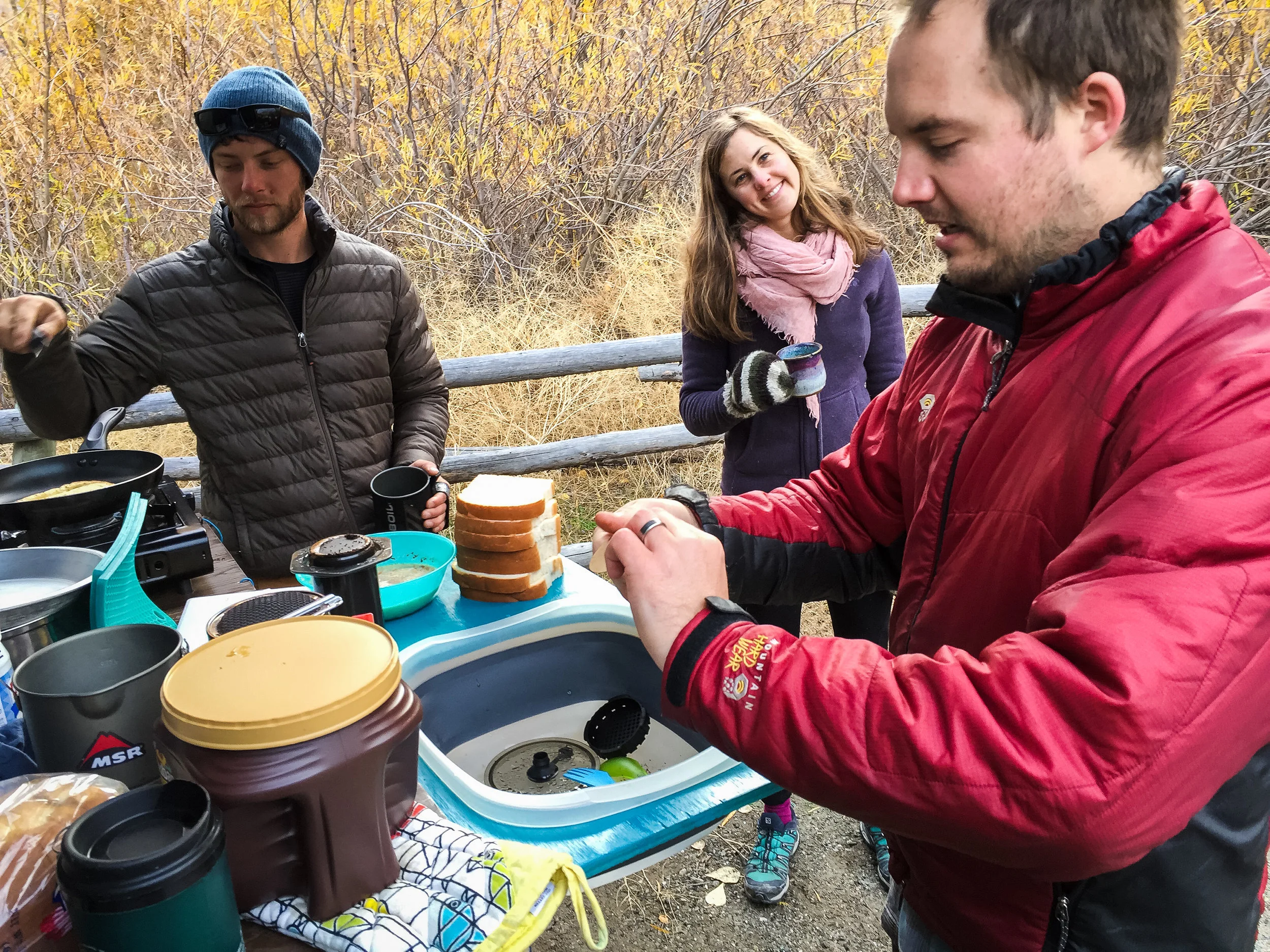We found our friends Kadin and Katie at the parking lot the next morning, and made a nice hot breakfast. They were coming, we were going, perfectly timed. This photo was from our most recent trip.