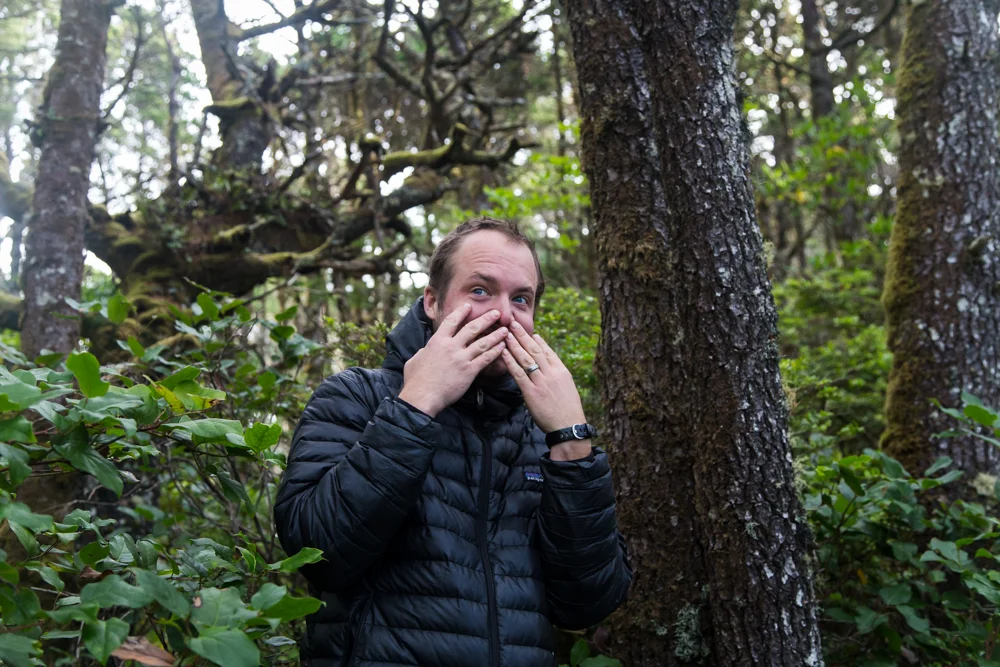 I ran ahead and hid, and then Chels found me. This is my mischievous face?