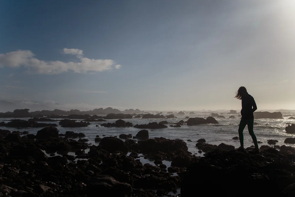 Visiting the tidal pools she'd played among as a child.