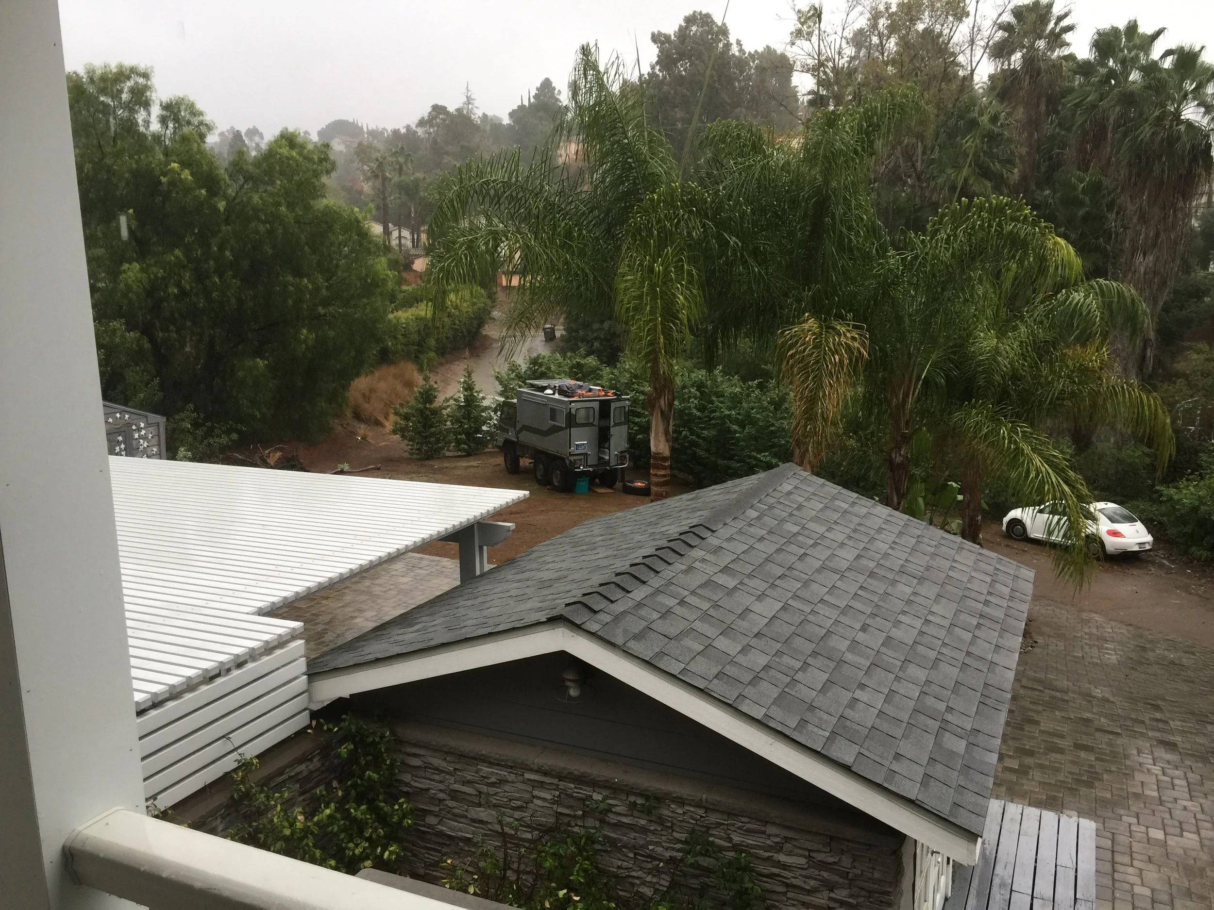 Our parking spot at the house on the quietest street in Southern California.