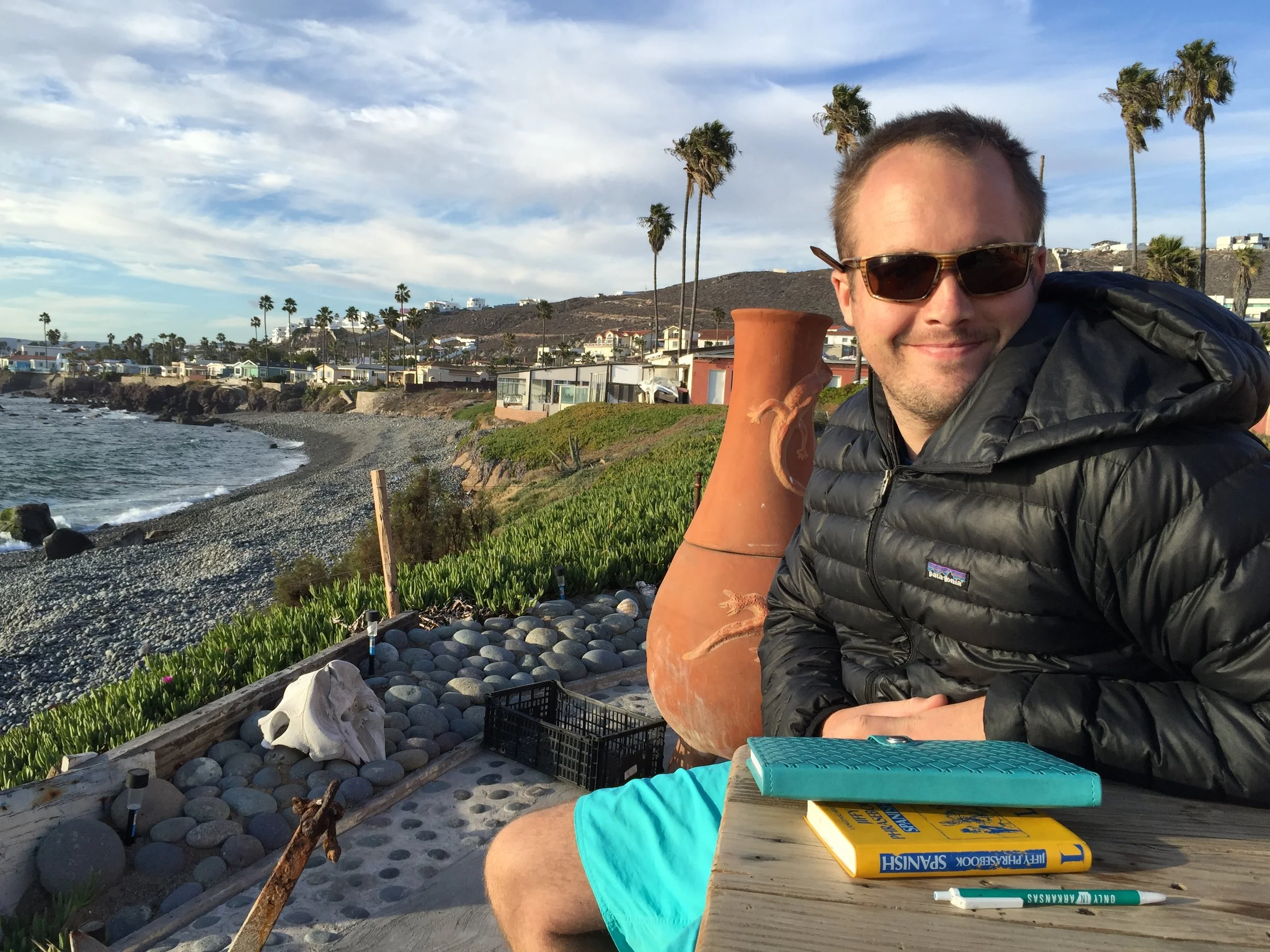 Enjoying the beach house's fantastic patio.