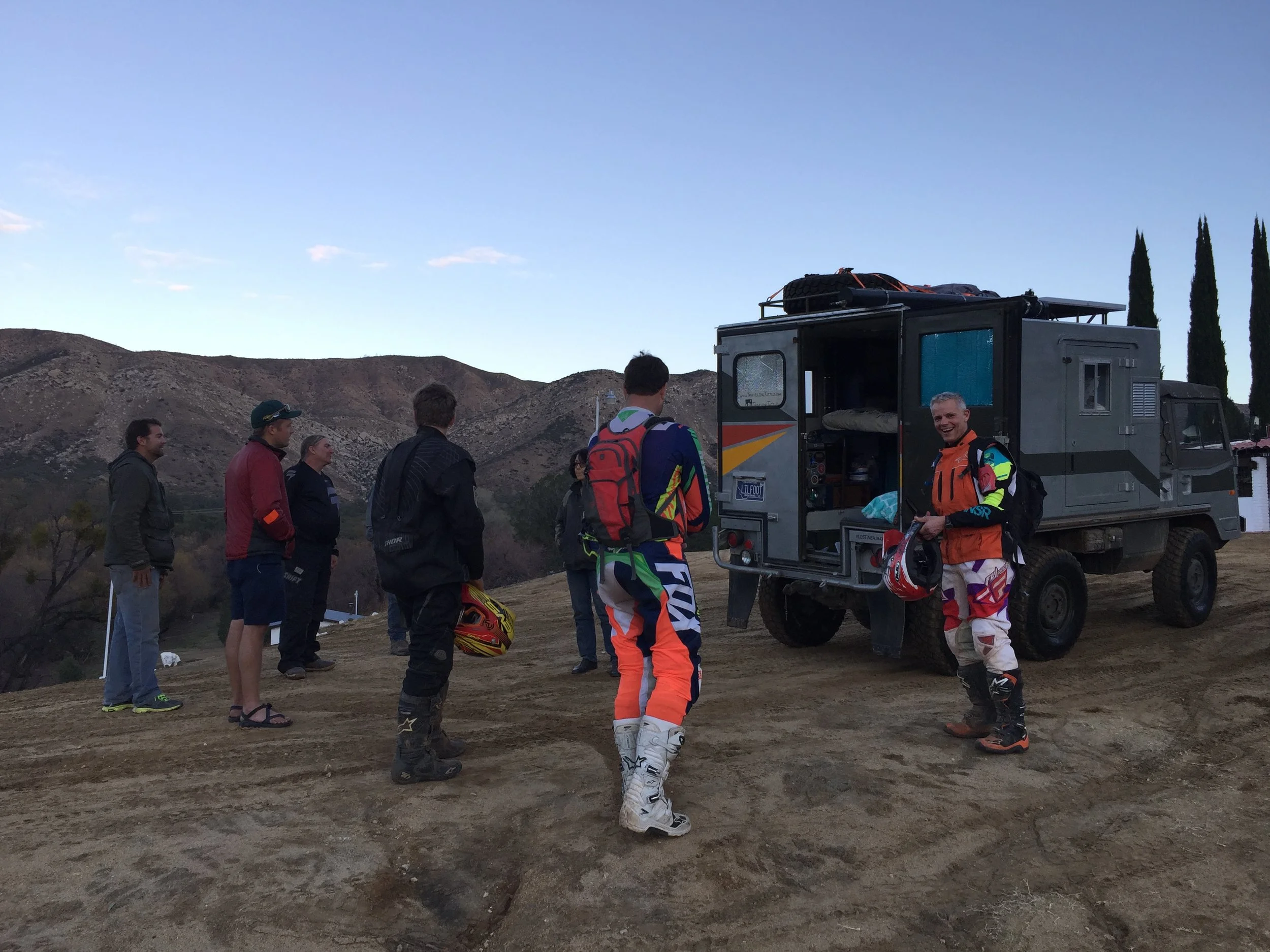 We could hardly get out of our seats before being surrounded by the folks from the dirt bike tour checking out our pad.
