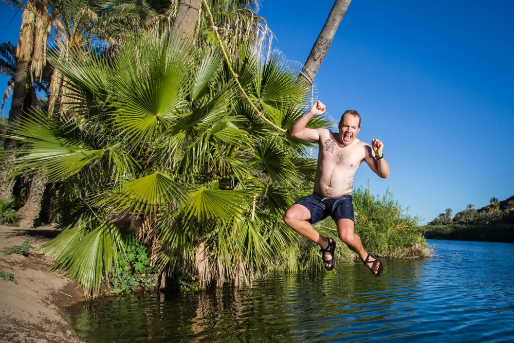 Rope swing panicking.