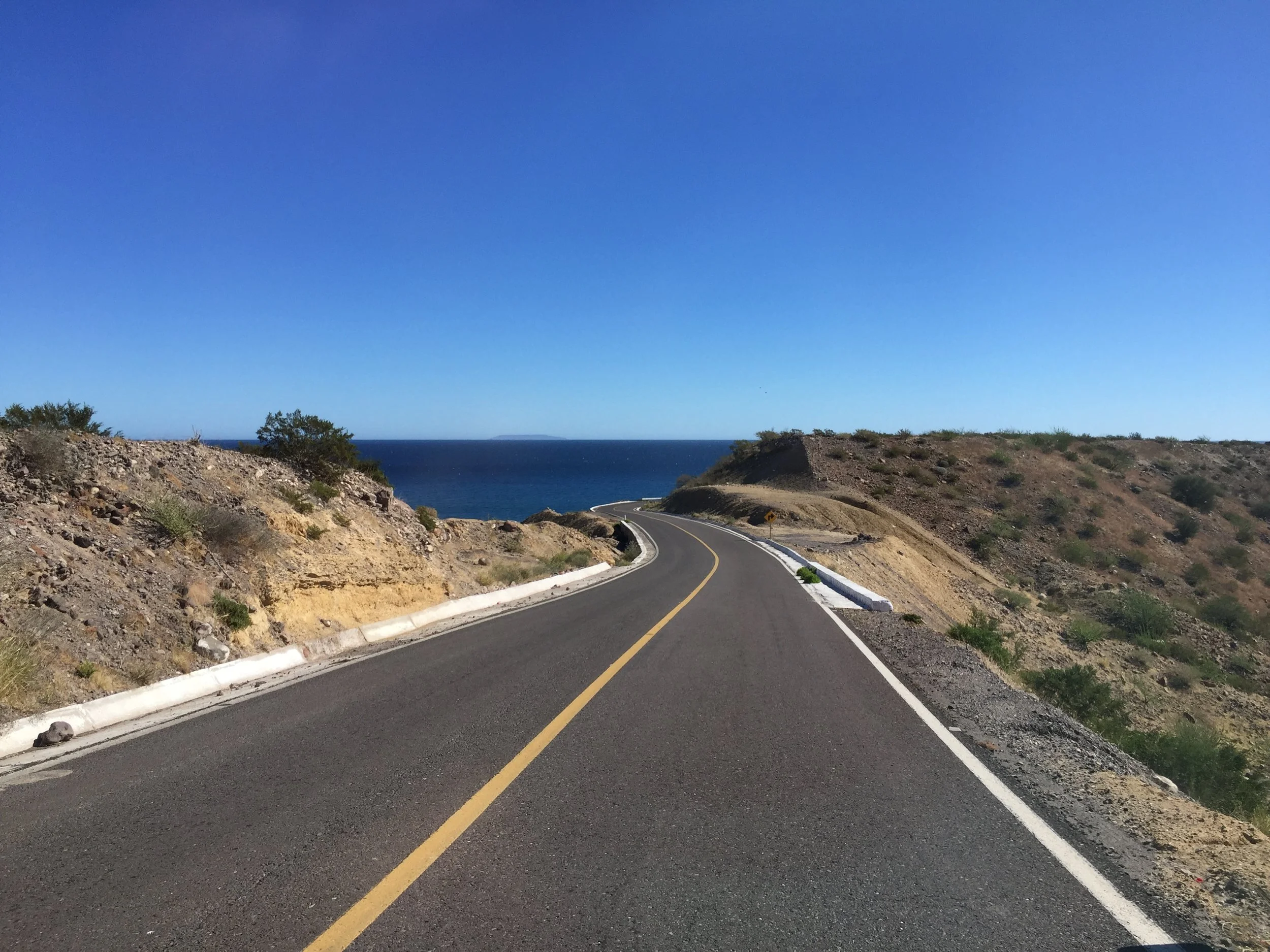 Winding Mexican pavement! Baja has some great paved roads in addition to the very well known dirt and sand tracks.