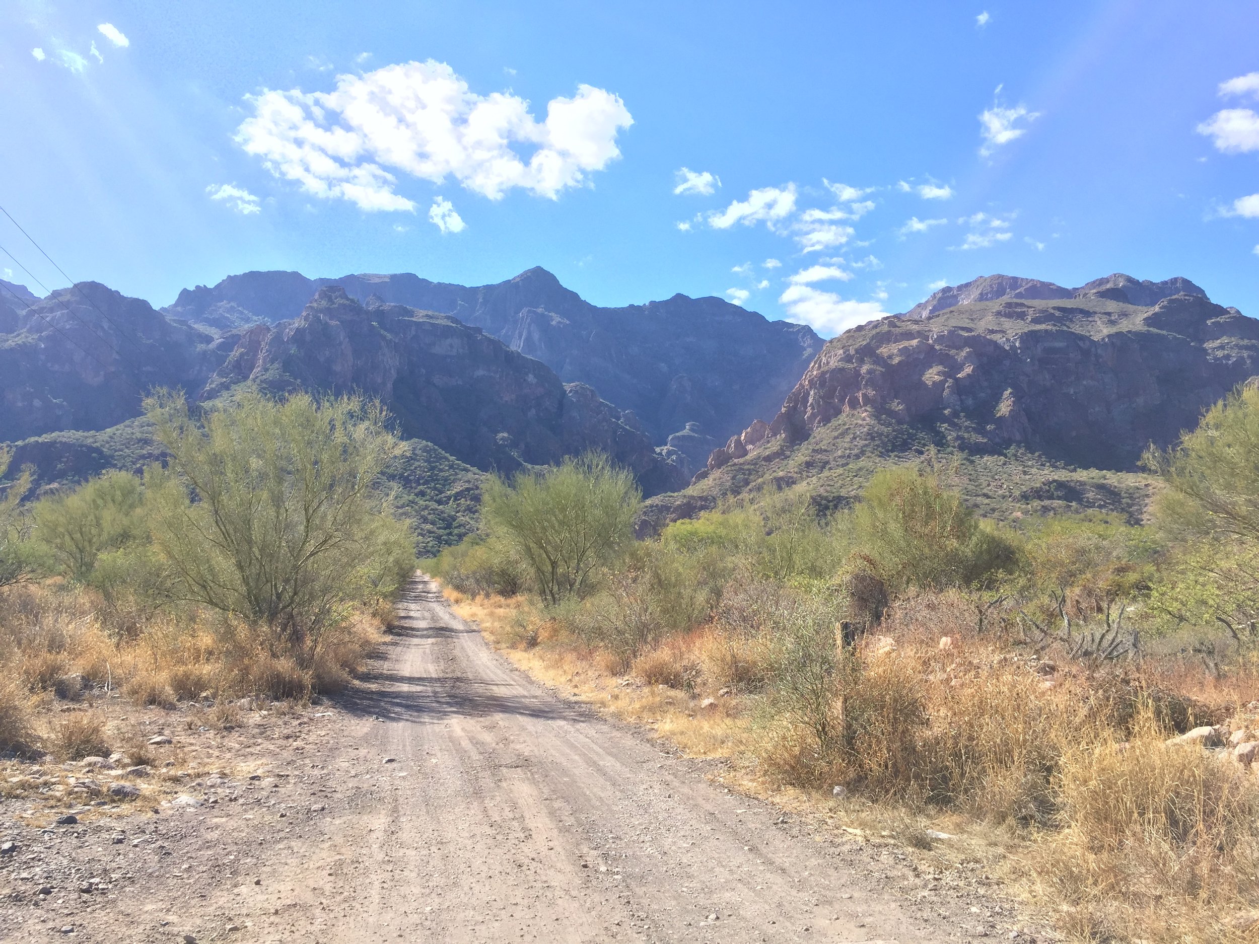 The road to the canyon, across from Rattlesnake beach.