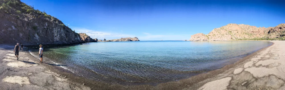 We found a beautiful fully empty beach with no road in that was also too shallow for boats. We did consider making a road...