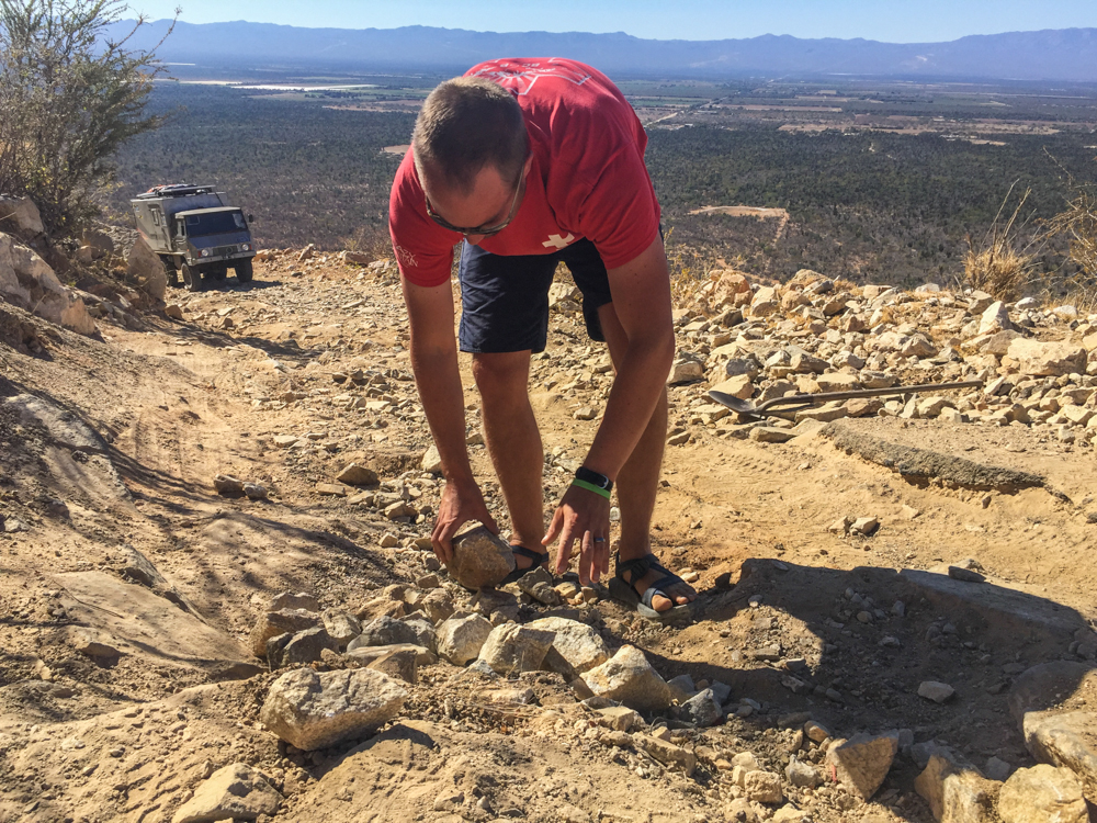 One of a few spots we piled up rocks to limit Little Foots rolling.