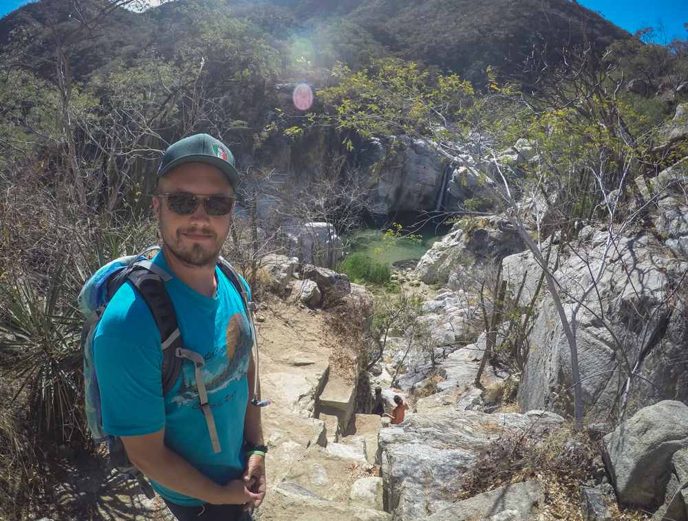 The stairs down to the spring.