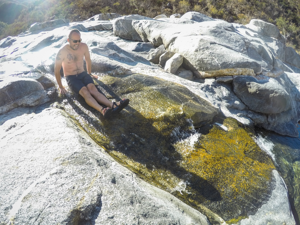 A natural water slide that stained my board shorts with worm guts. Eww. (I'm still trying to get the stains out… - Chels)
