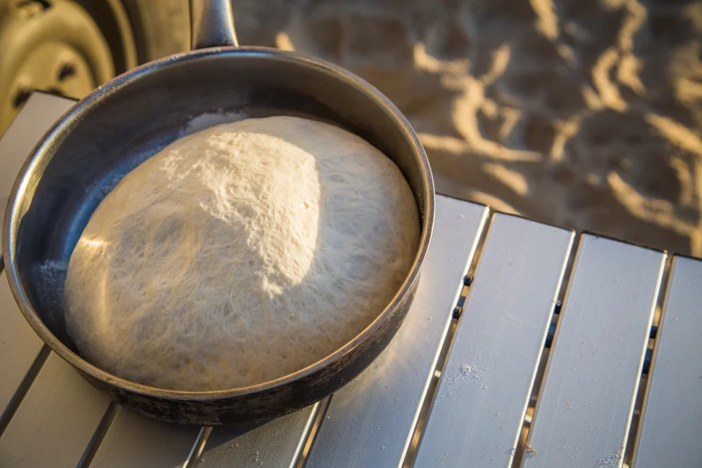 The bread after the second rise. I tend to let my breads rise twice.