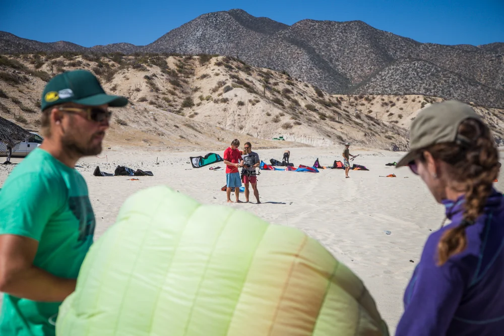 Anna and I preparing to launch the kite for Pablo.