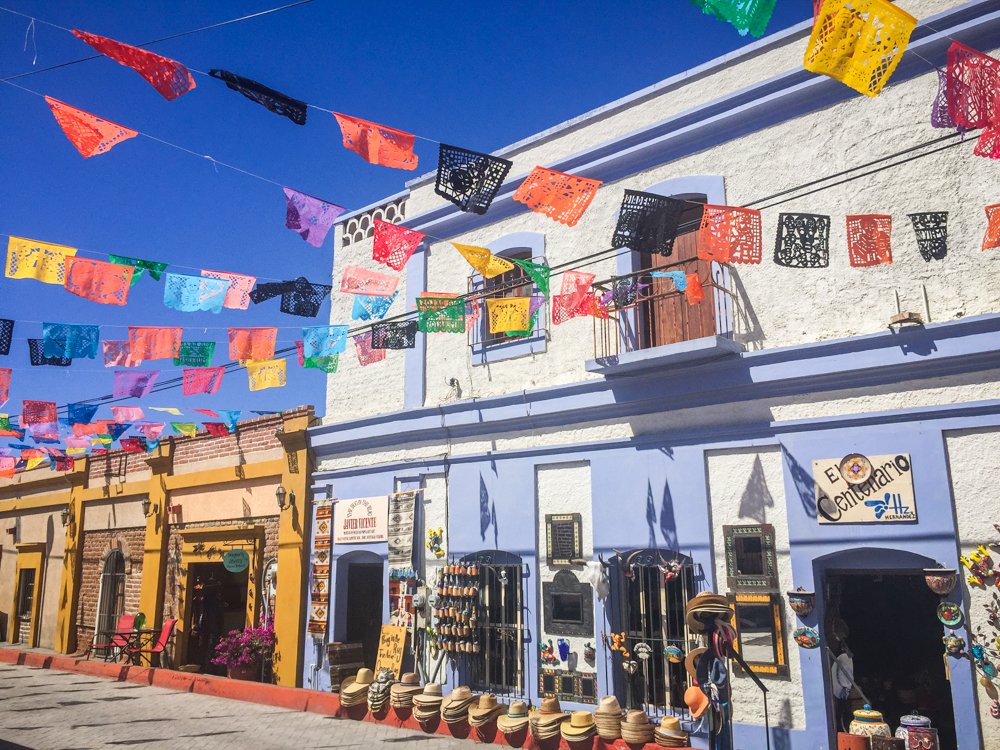 One of the many handicraft stores in the town center.