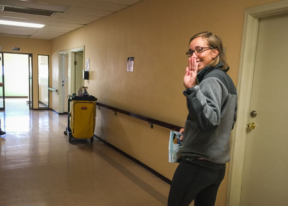 Walking out of the hospital! (Don't worry, they made me take a wheelchair after Christian took a photo of me shuffling triumphantly out of my hospital room.)