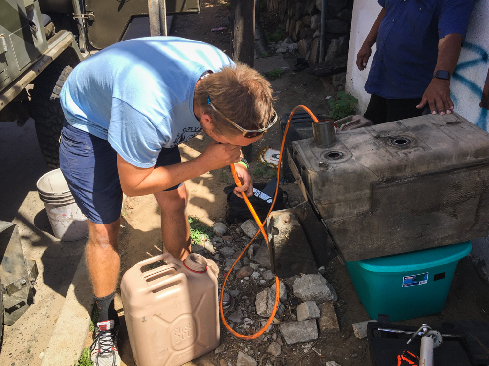 Trying my hand (and my mouth) at siphoning.