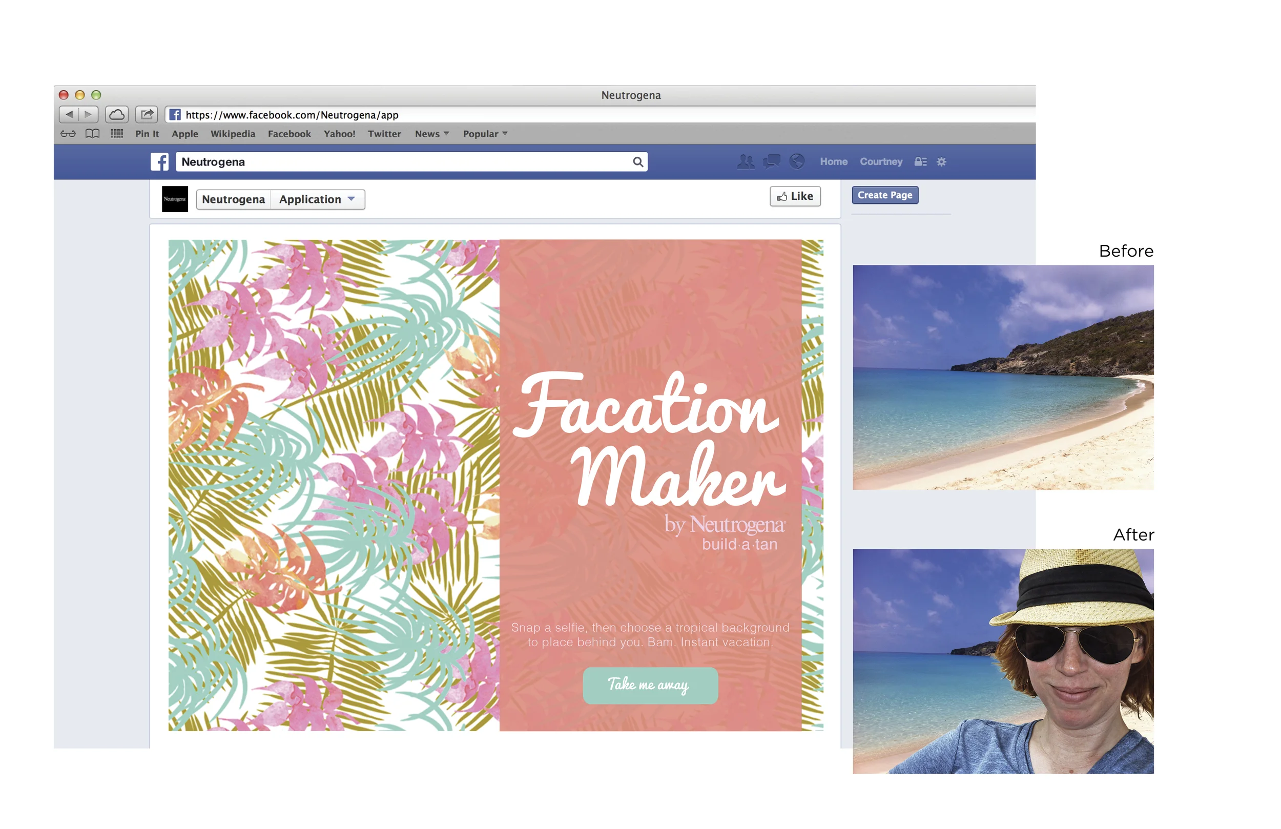 Facebook App that turns your selfies into vacation photos.