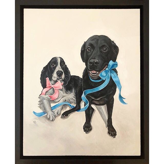 Had the pleasure of working on a commission of these two lovelies for a special Christmas gift🎄🎁 #dogs #dogart #blackdog #art #painting #commission #doglover #acrylic