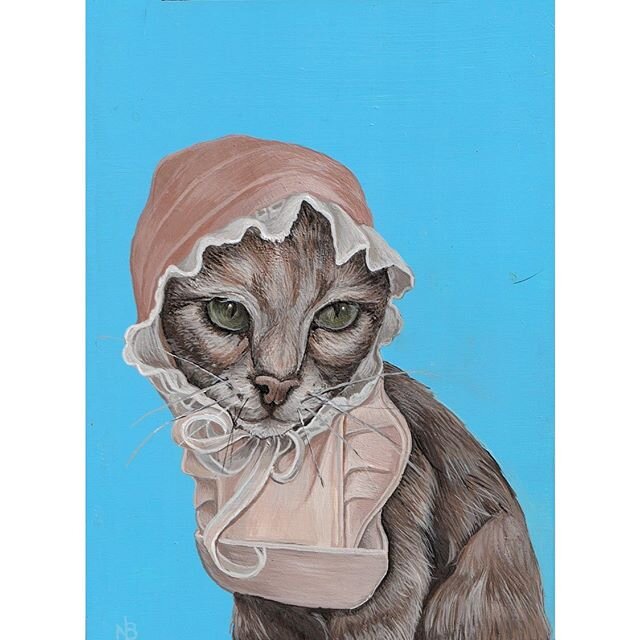 My finished piece for @cactusgallery  current online exhibition, The Unusual Child. 
Poor Kitty
*inspired by my love for my childhood cat whom I dressed up in cabbage patch kid clothes.
5&rdquo; x 7&rdquo;
Acrylic on panel

The Unusual Child is a com