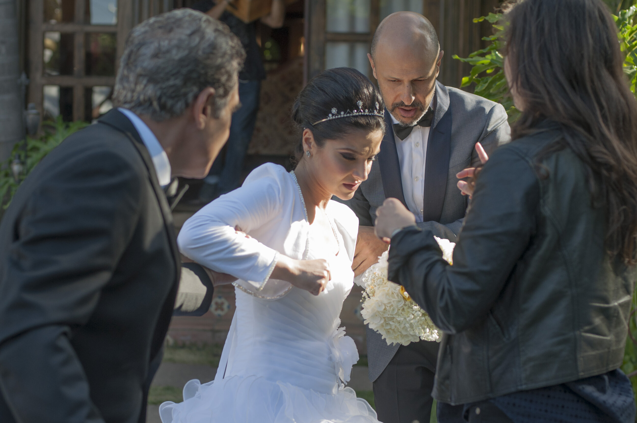  Houshang Touzie, Tara Grammy, and Maz Jobrani on the set of Sarah Zandieh’s  A Simple Wedding   