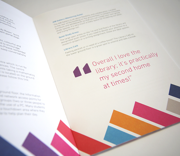 That then developed into the libraries first ever Library Guide, we also created bookmarks and signage in the style.