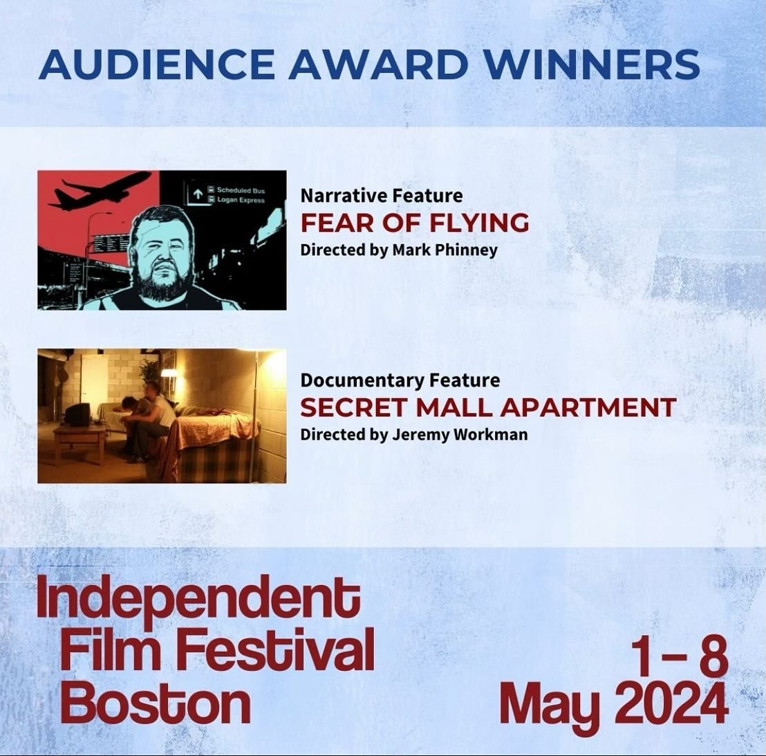 Fear of Flying won the audience award at @iffboston ! I&rsquo;m so in awe of and inspired by @markjerryphinney and incredibly proud to have been on both sides of the camera for this one &mdash; nothing more fun than getting to be an actor playing an 