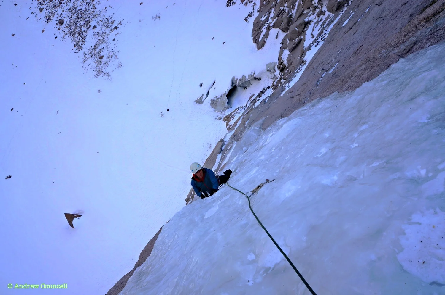 Lindsay Fixmer nearing the top of pitch 3 on Smear of Fear; RMNP, CO