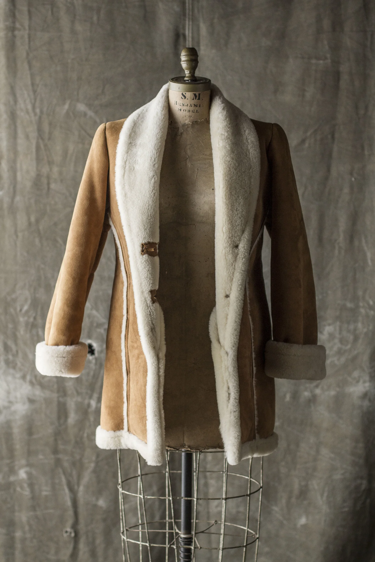 SHAWL COLLAR SHEARLING CAR COAT — Velour