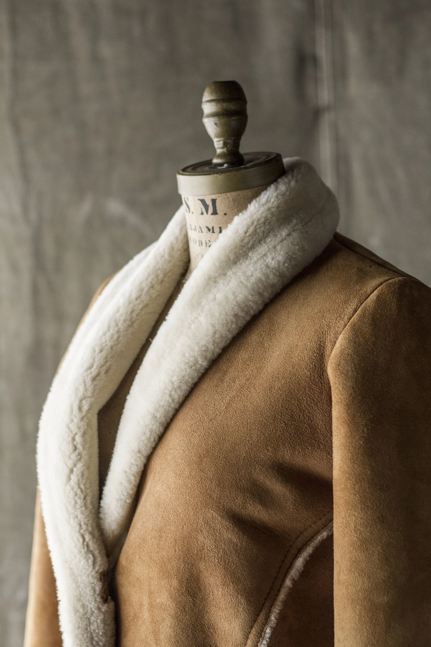 SHAWL COLLAR SHEARLING CAR COAT — Velour