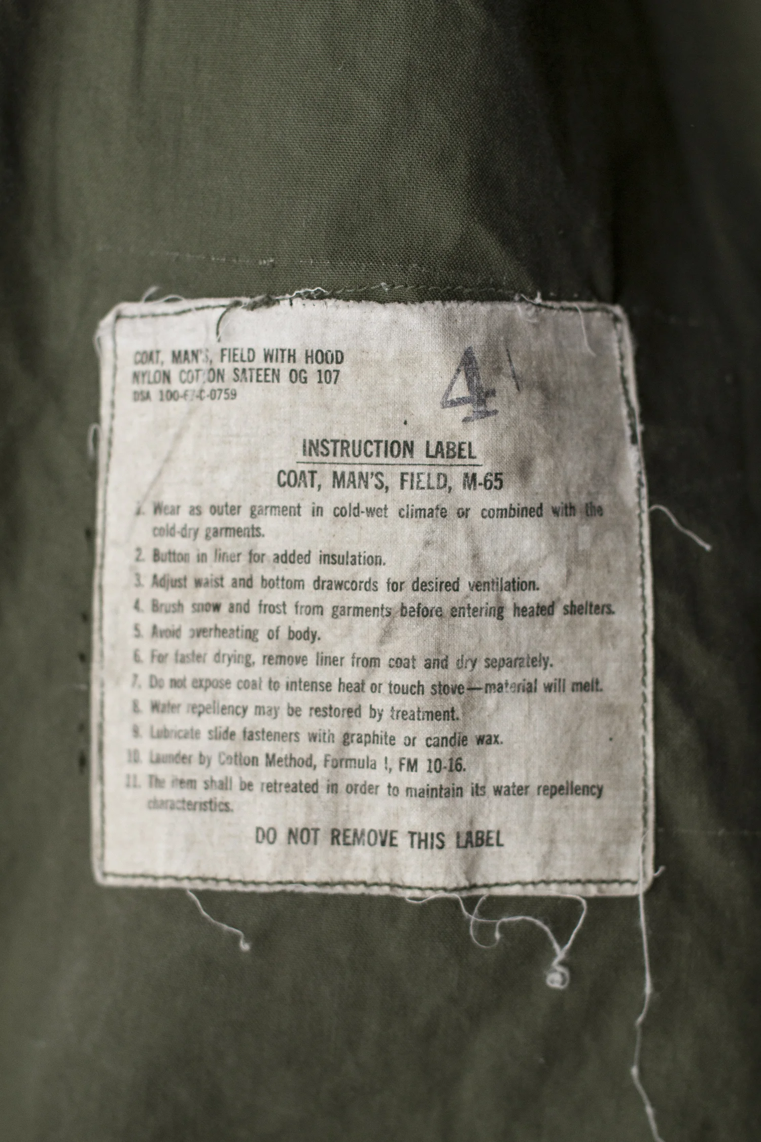 1967 M-65 USGI FIELD JACKET — Velour
