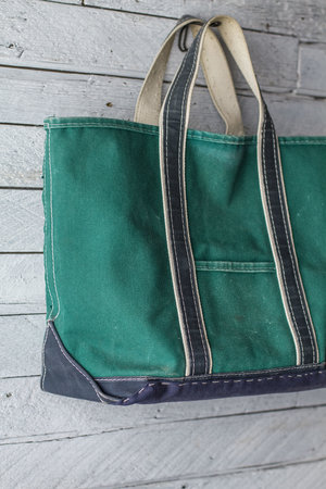 GREEN/NAVY L.L. BEAN TOTE — Velour