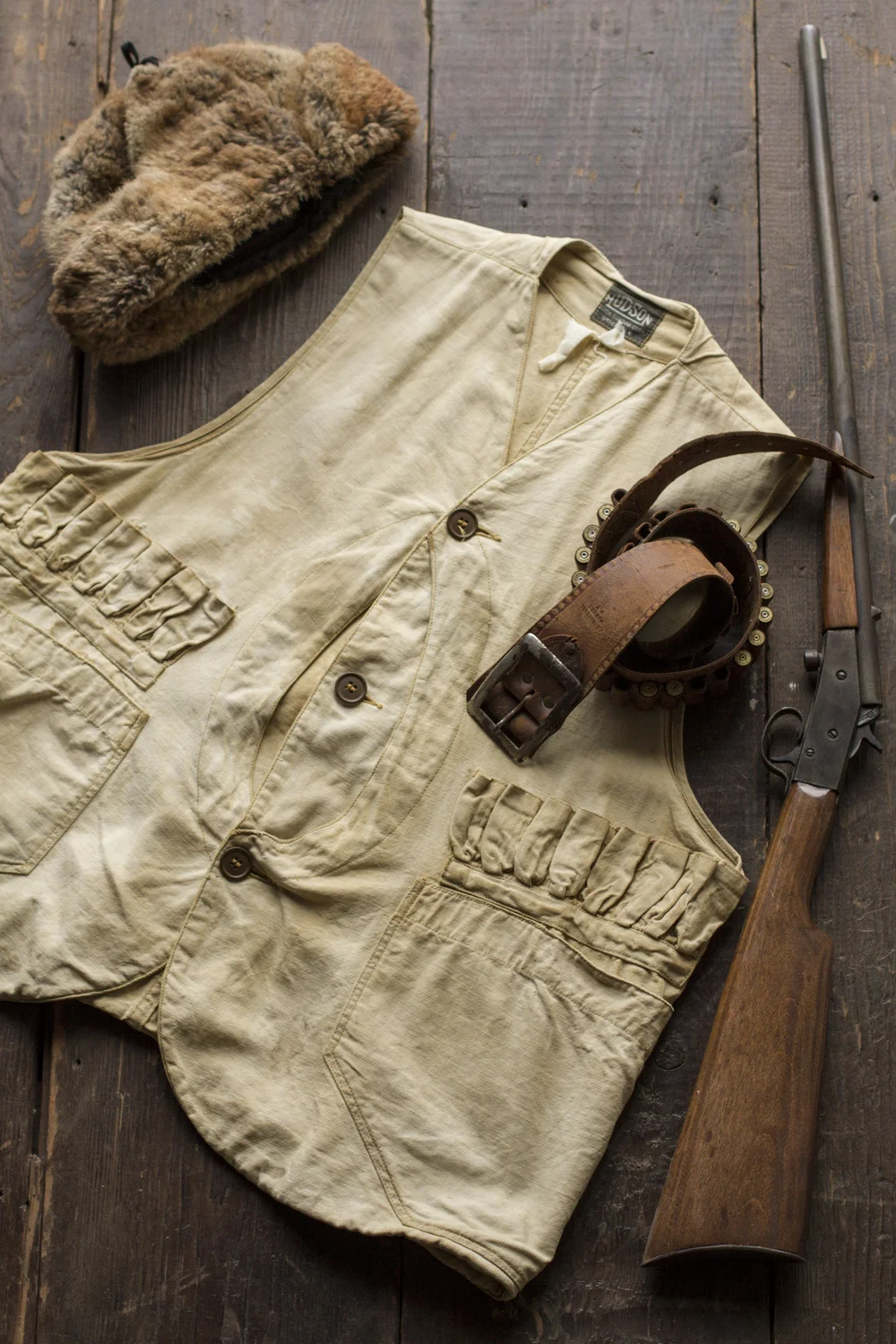 30s HUDSON DUXBAK HALF MOON HUNTING VEST — Velour