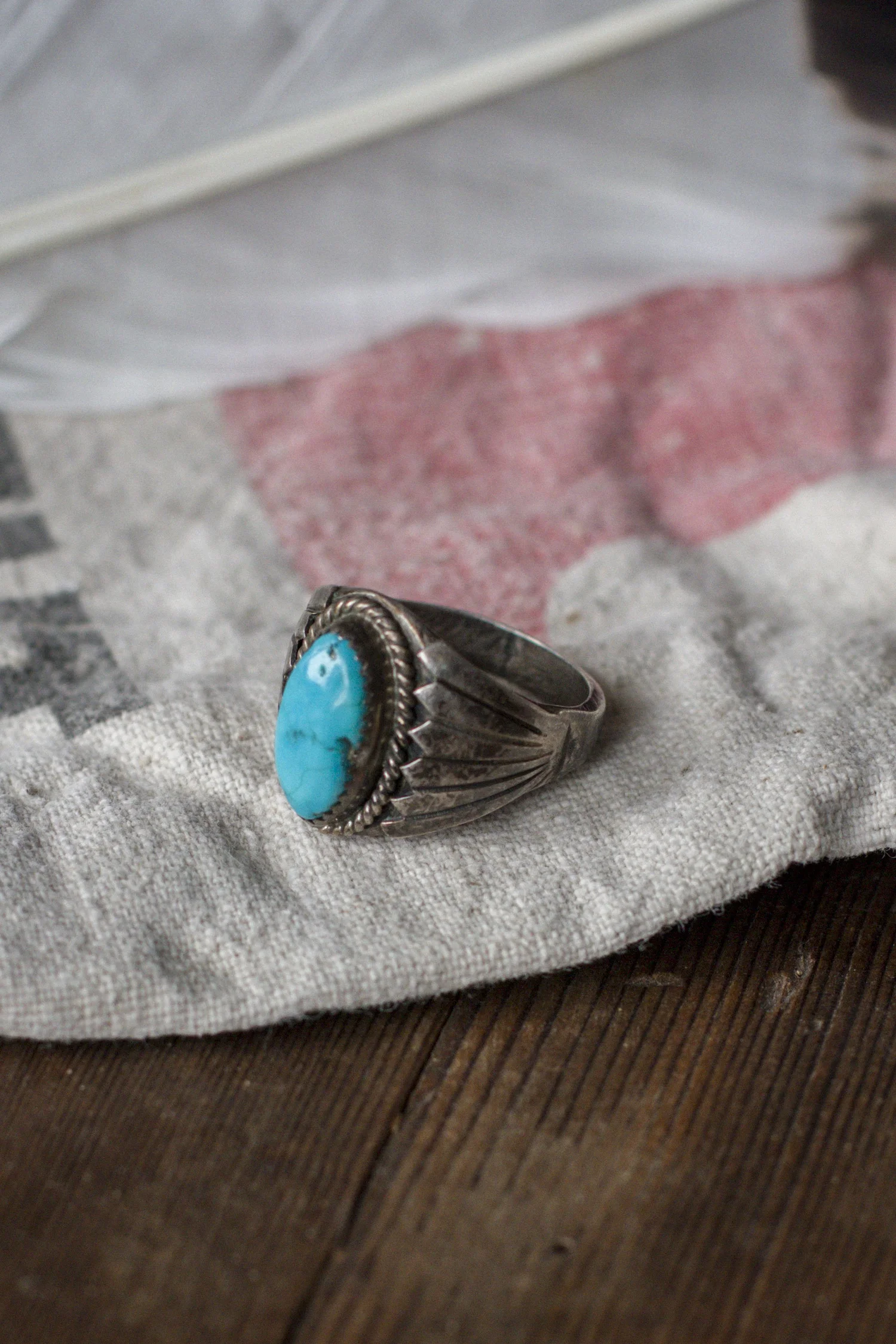 CHUNKY NAVAJO STERLING TURQUOISE RING — Velour
