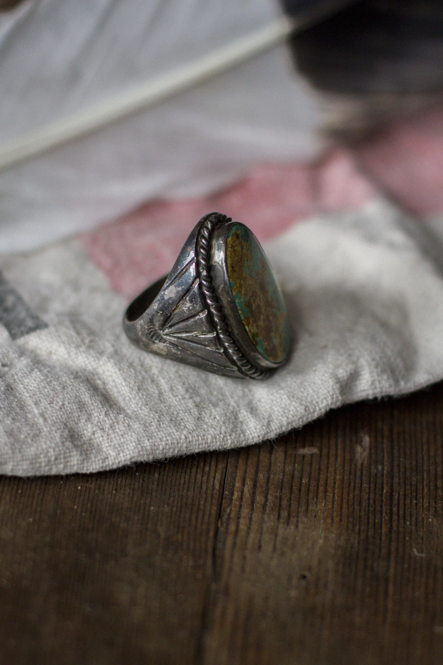 HUGE NAVAJO SILVER TURQUOISE RING — Velour