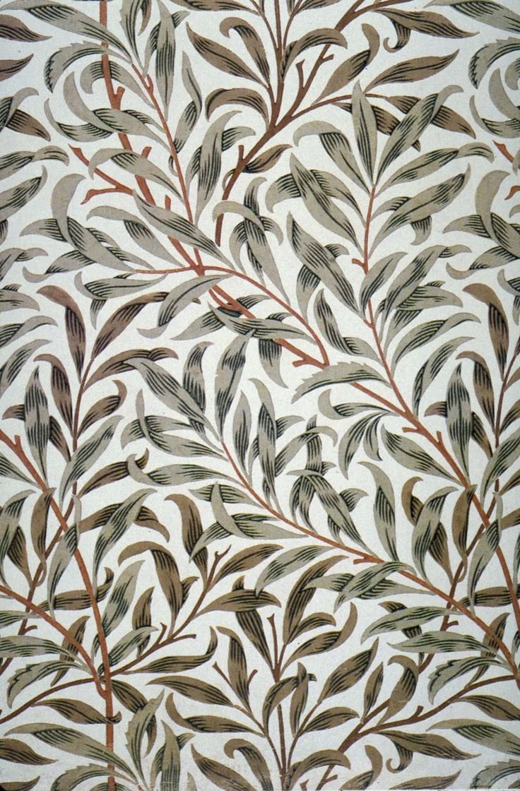 itsdontheman : Vintage Ephemera: Willow Bough wallpaper designed by William Morris, repurposed as fabric design c. 1895